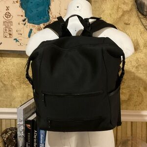 Omanmoli Black Unisex Diaper Bag Backpack. Neoprene Multi Pockets